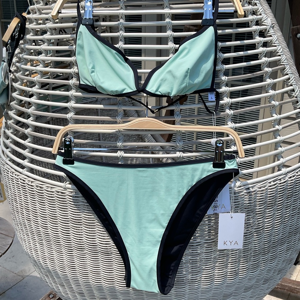 NWT Kya Swim Reversible “Tessa” x “Parker” Bikini - Minty/Black